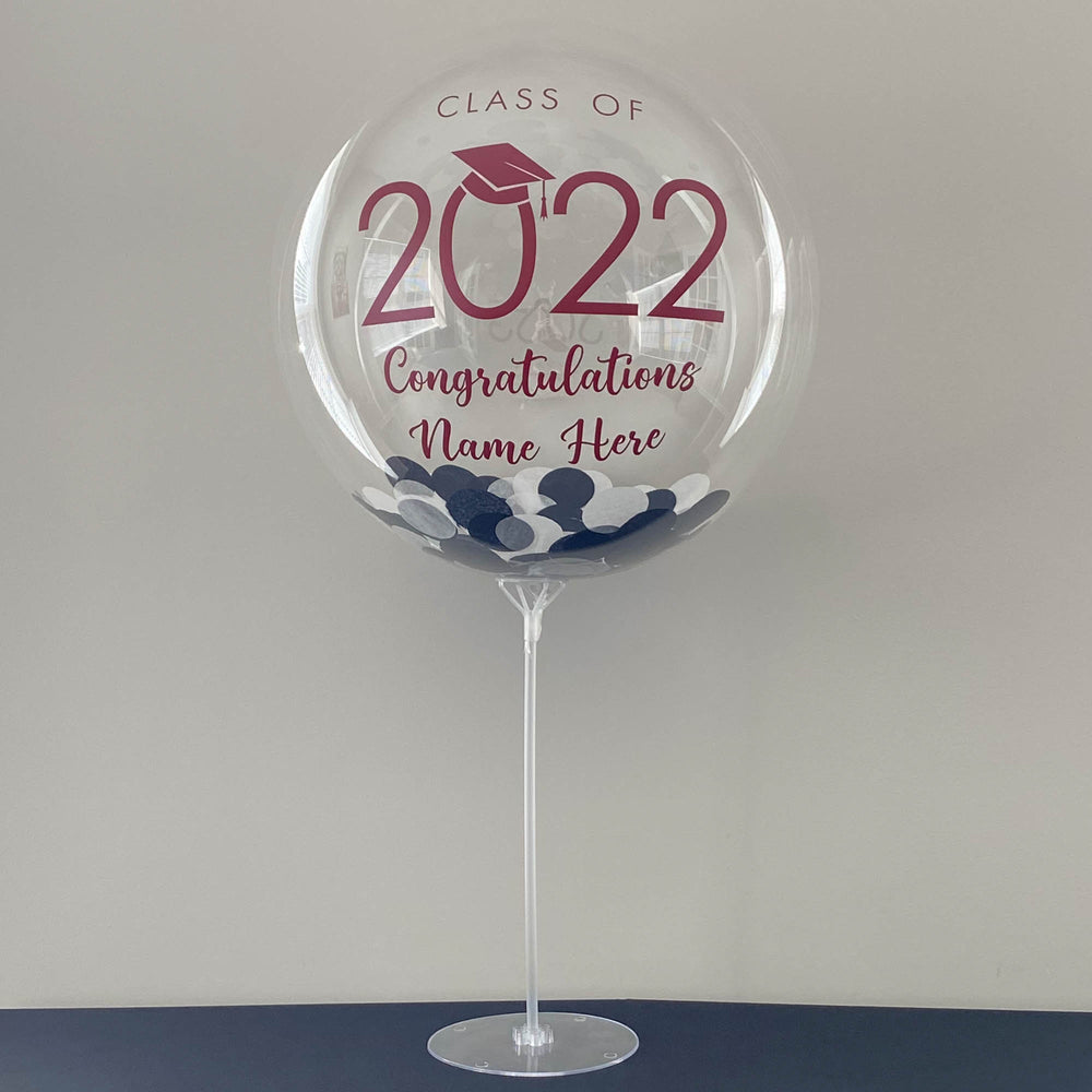 "Graduation 2022" Balloon With Stand - Custom Graduation Confetti Balloon With Stand - Balloominators