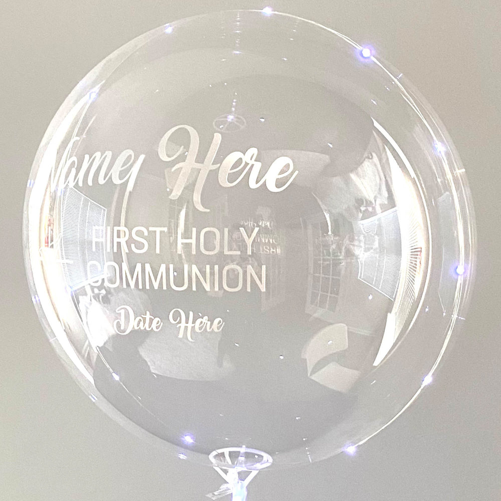 "FIRST HOLY COMMUNION" Balloominator - Custom LED Communion Balloon With Stand - Balloominators