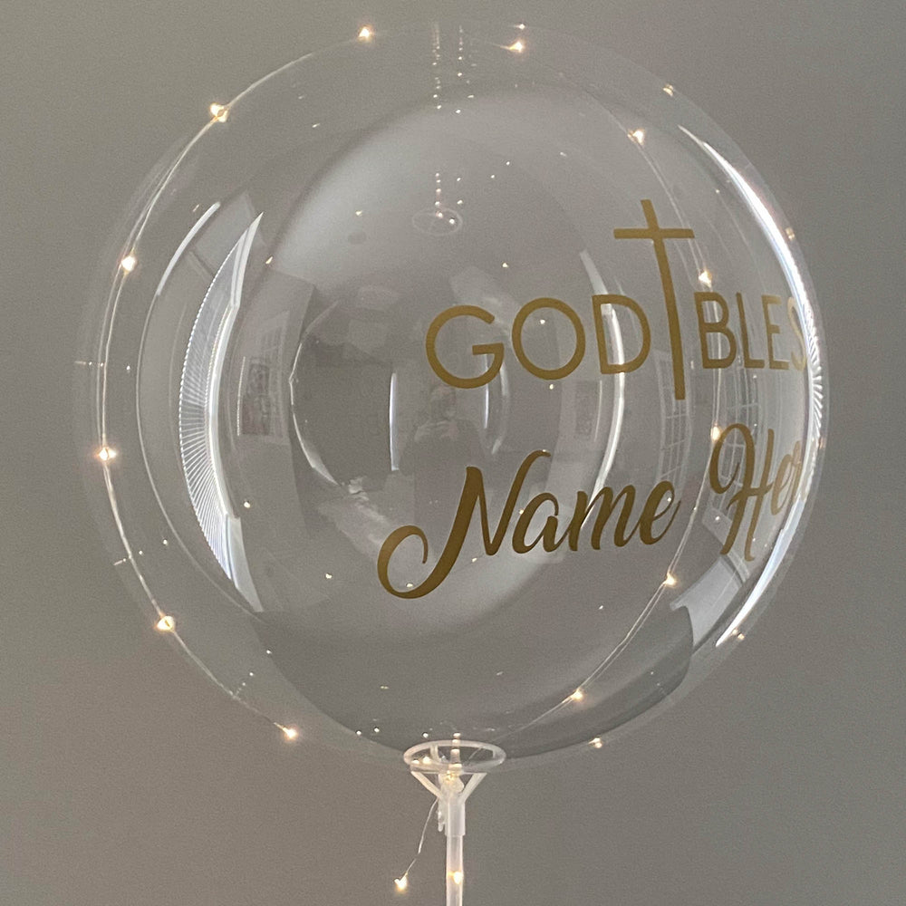 "GOD BLESS" Balloominator - Custom LED God Bless Balloon With Stand - Balloominators