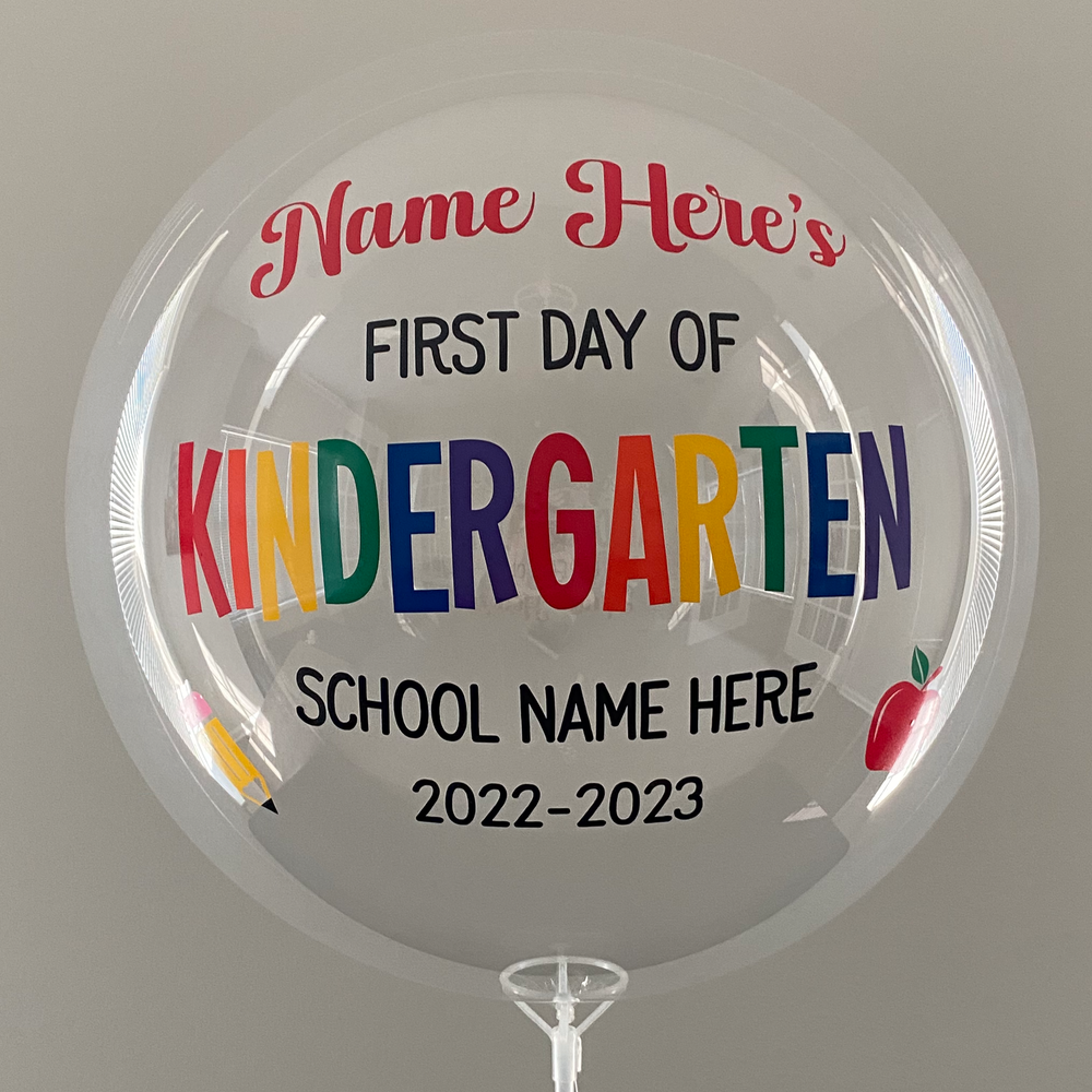 "First Day Of School" Balloon - Custom Back To School Balloon With Stand - Balloominators