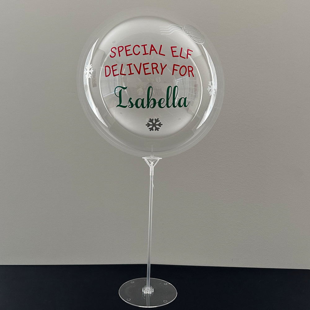 "Special Elf Delivery For" Balloon With Stand - Custom Elf Balloon With Stand - Balloominators