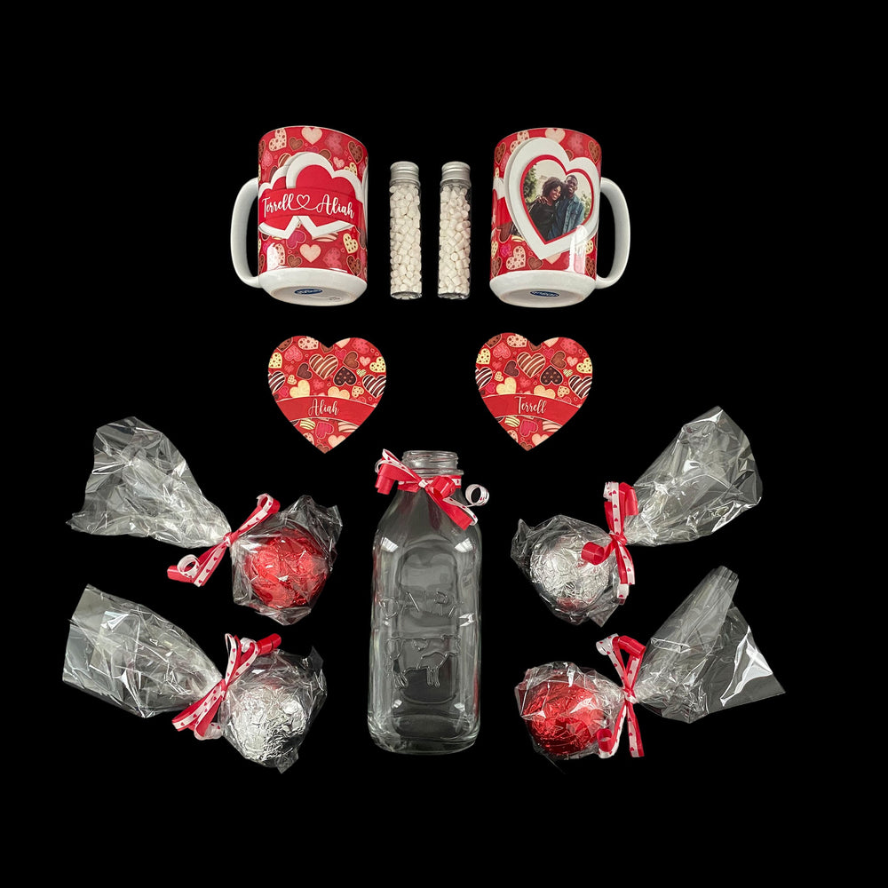 Hot Cocoa Bomb Valentine's Day Gift Set - Custom 2 Mugs And 2 Coasters - Balloominators