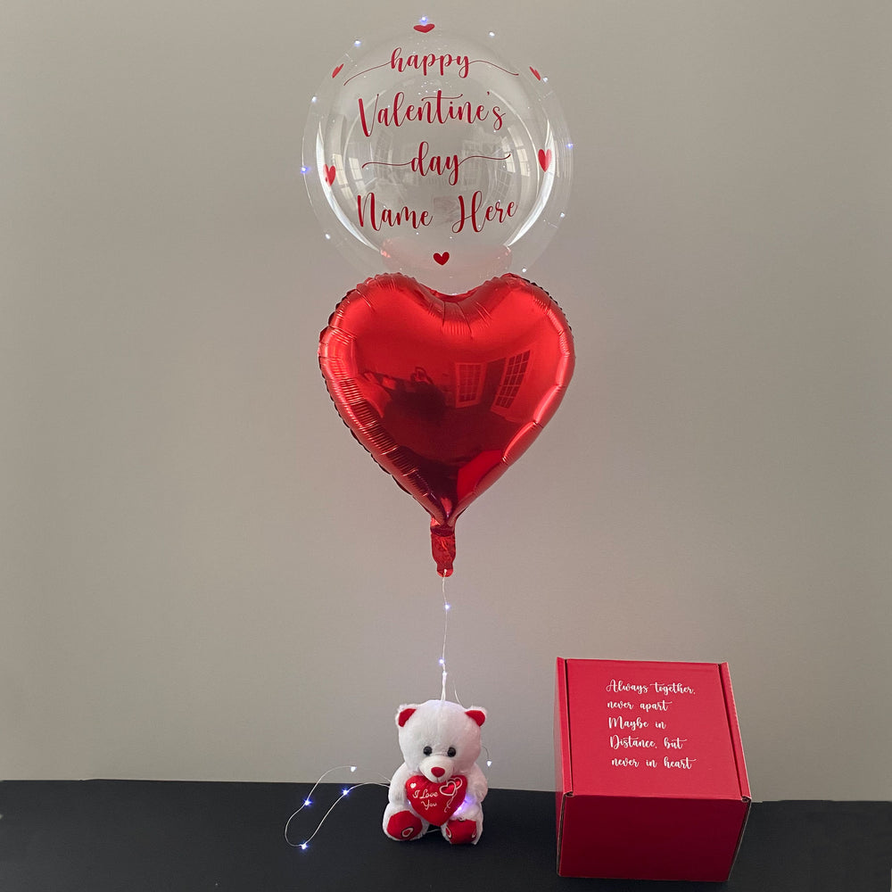 Hot Cocoa Bomb Valentine's Day Gift Set - 1 Mug And 1 Coaster - Custom Valentine's Day LED Balloon And Bear - Balloominators