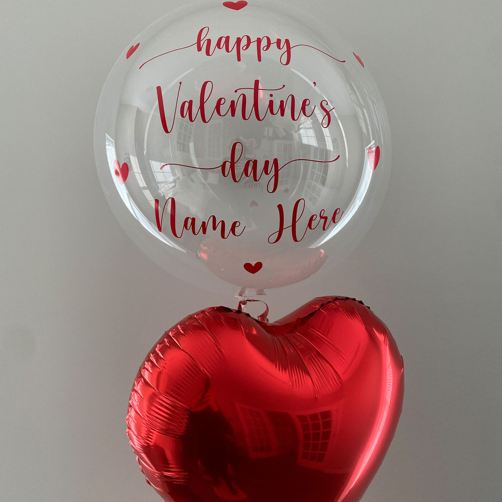 Happy Valentine's Day Balloon And Bear Bouquet - Custom Valentine's Day Balloon - Balloominators