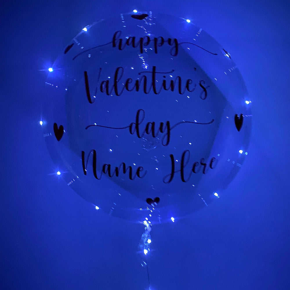Happy Valentine's Day Balloon And Bear - Custom Valentine's Day LED Balloon - Balloominators