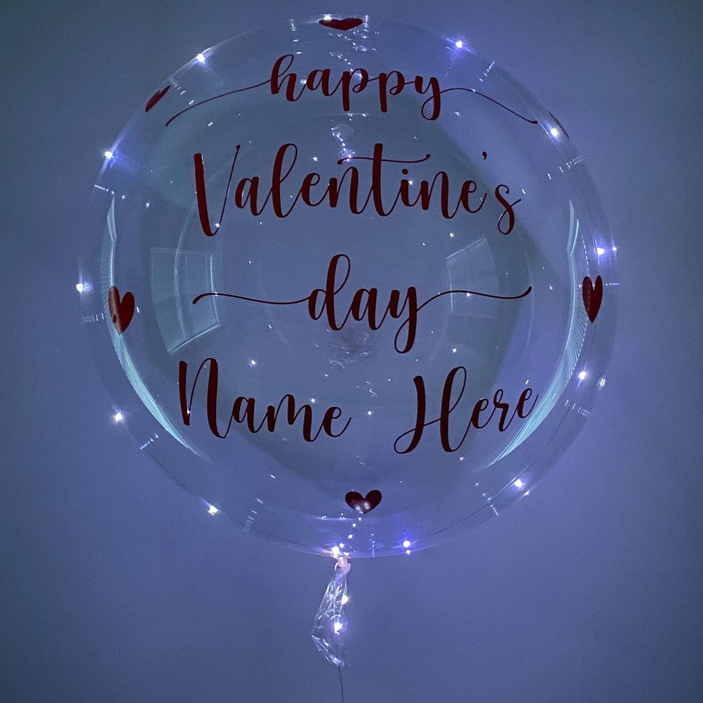 Happy Valentine's Day Balloon And Bear - Custom Valentine's Day LED Balloon - Balloominators